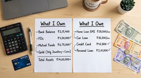 Simple illustration of assets and liabilities in personal finance